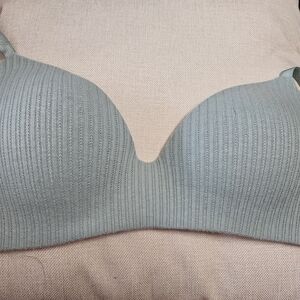 Seamless Ribbed Bra in Light Gray